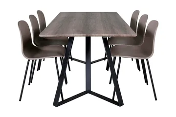 Malvina Matgrupp 180 cm inkl 6 Kullersbro Stolar - Grå/Svart/Beige - Möbler - Bord & matgrupp - Matgrupp