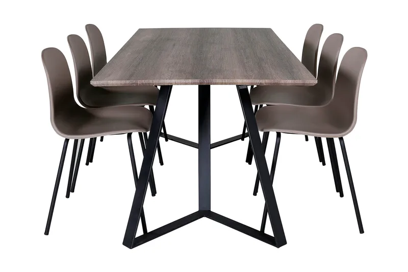 Malvina Matgrupp 180 cm inkl 6 Kullersbro Stolar - Grå/Svart/Beige - Möbler - Bord & matgrupp - Matgrupp