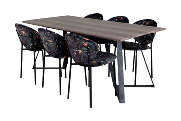 Malvina Matgrupp 180 cm inkl 6 Moncoll Stolar - Grå/Svart/Blå - Möbler - Bord & matgrupp - Matgrupp
