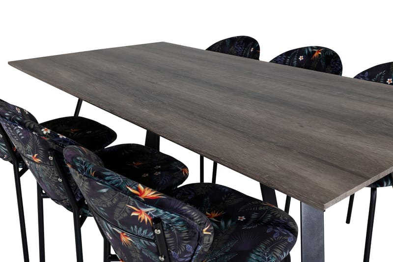 Malvina Matgrupp 180 cm inkl 6 Moncoll Stolar - Grå/Svart/Blå - Möbler - Bord & matgrupp - Matgrupp