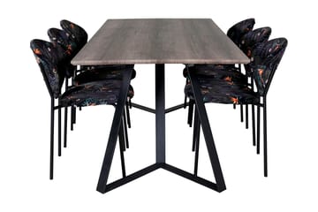 Malvina Matgrupp 180 cm inkl 6 Moncoll Stolar - Grå/Svart/Blå - Möbler - Bord & matgrupp - Matgrupp