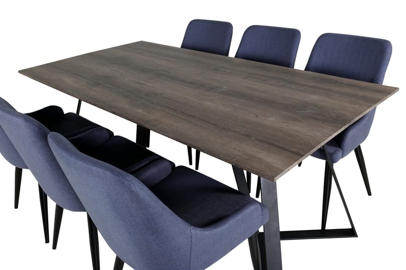 Malvina Matgrupp 180 cm inkl 6 Ridones Stolar - Grå/Svart/Blå - Möbler - Bord & matgrupp - Matgrupp