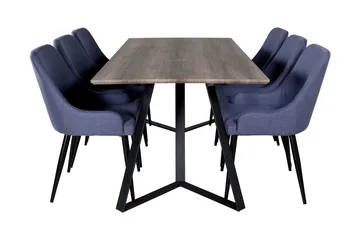 Malvina Matgrupp 180 cm inkl 6 Ridones Stolar - Grå/Svart/Blå - Möbler - Bord & matgrupp - Matgrupp