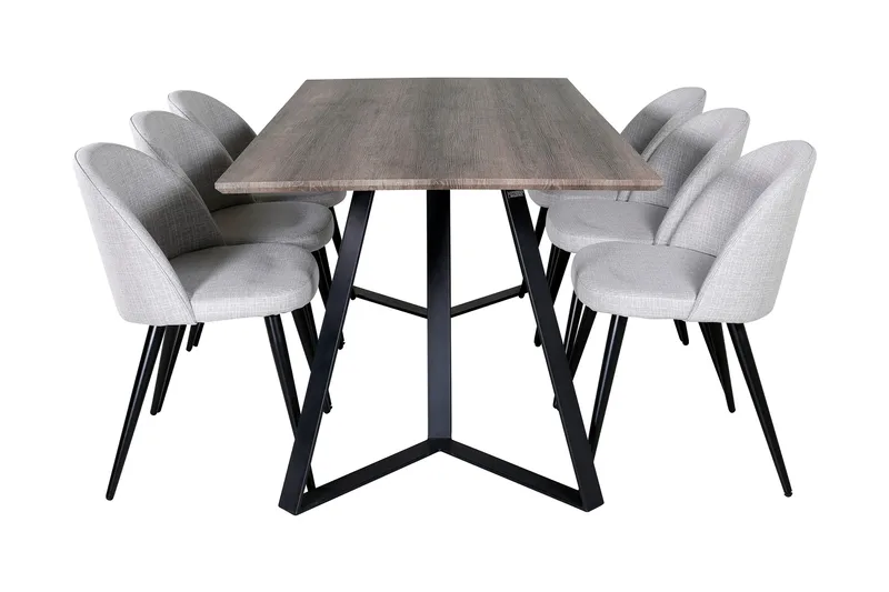 Malvina Matgrupp 180 cm inkl 6 Sedavi Stolar - Grå/Svart - Möbler - Bord & matgrupp - Matgrupp