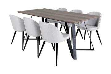 Malvina Matgrupp 180 cm inkl 6 Sedavi Stolar - Grå/Svart - Möbler - Bord & matgrupp - Matgrupp