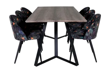 Malvina Matgrupp 180 cm inkl 6 Sedavi Stolar - Grå/Svart/Blå - Möbler - Bord & matgrupp - Matgrupp