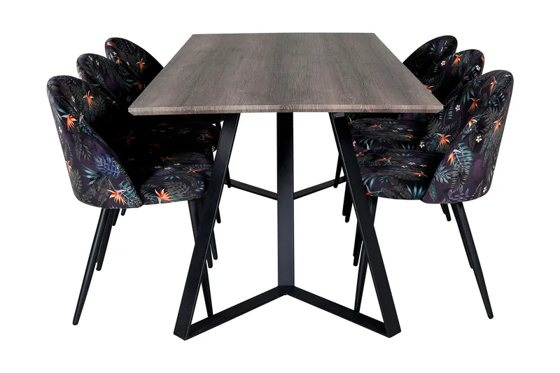 Malvina Matgrupp 180 cm inkl 6 Sedavi Stolar - Grå/Svart/Blå - Möbler - Bord & matgrupp - Matgrupp