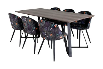 Malvina Matgrupp 180 cm inkl 6 Sedavi Stolar - Grå/Svart/Blå - Möbler - Bord & matgrupp - Matgrupp