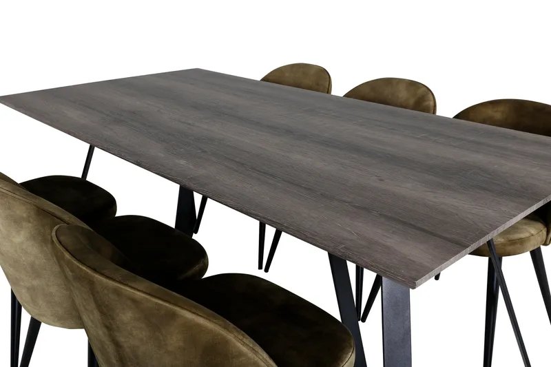 Malvina Matgrupp 180 cm inkl 6 Sedavi Stolar - Grå/Svart/Mässing - Möbler - Bord & matgrupp - Matgrupp