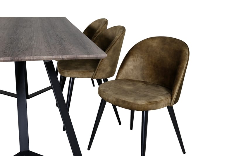 Malvina Matgrupp 180 cm inkl 6 Sedavi Stolar - Grå/Svart/Mässing - Möbler - Bord & matgrupp - Matgrupp