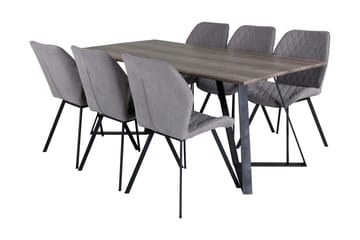 Malvina Matgrupp 180 cm inkl 6 Sumoas Stolar - Grå/Svart - Möbler - Bord & matgrupp - Matgrupp