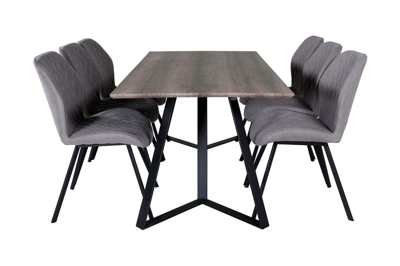 Malvina Matgrupp 180 cm inkl 6 Sumoas Stolar - Grå/Svart - Möbler - Bord & matgrupp - Matgrupp