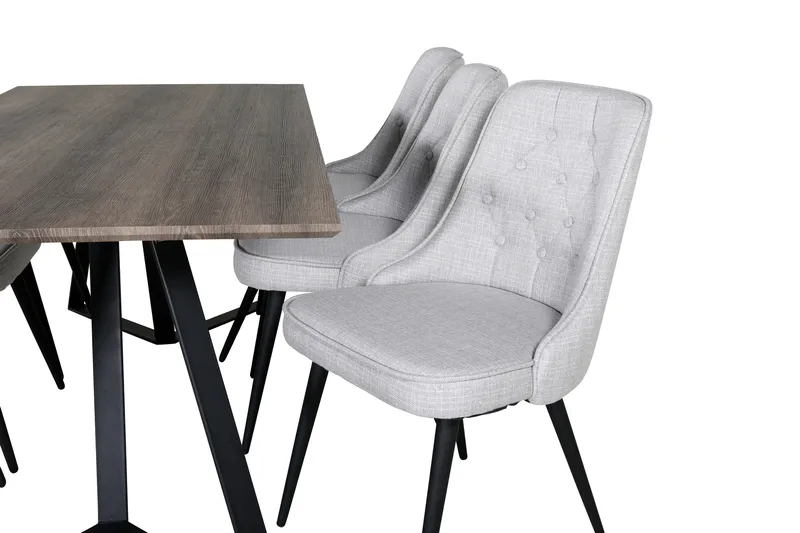 Malvina Matgrupp 180 cm inkl 6 Valera Stolar - Grå/Svart - Möbler - Bord & matgrupp - Matgrupp
