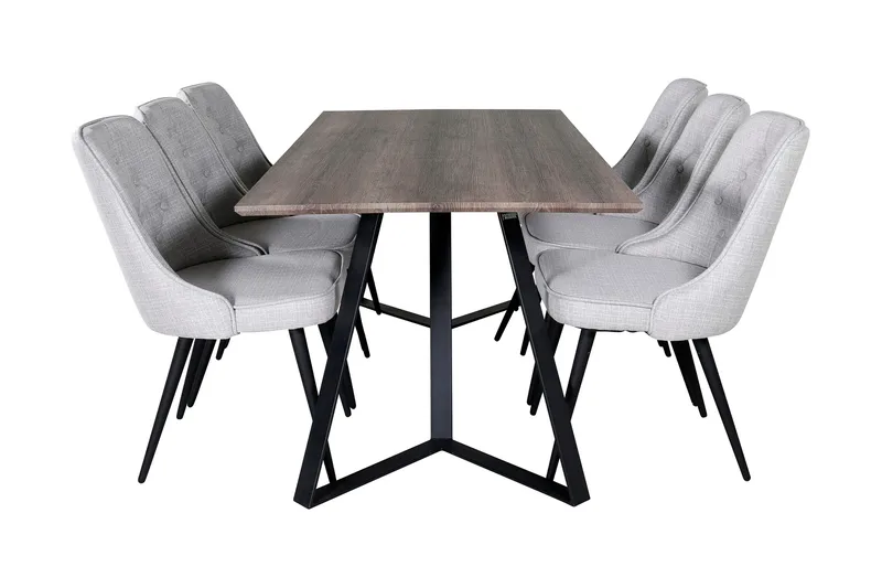 Malvina Matgrupp 180 cm inkl 6 Valera Stolar - Grå/Svart - Möbler - Bord & matgrupp - Matgrupp