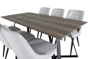 Malvina Matgrupp 180 cm inkl 6 Valera Stolar - Grå/Svart - Möbler - Bord & matgrupp - Matgrupp