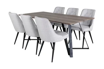 Malvina Matgrupp 180 cm inkl 6 Valera Stolar - Grå/Svart - Möbler - Bord & matgrupp - Matgrupp