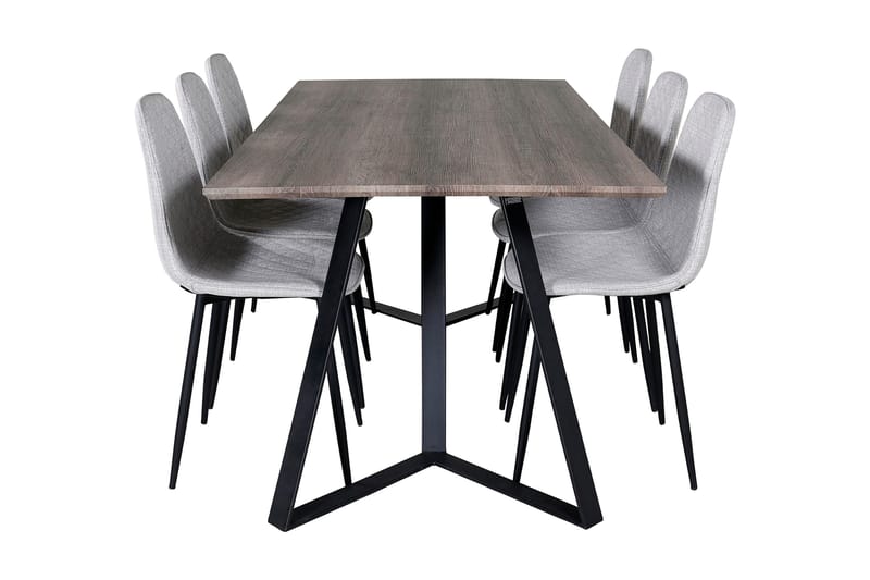 Malvina Matgrupp 180 cm inkl 6 Ypas Stolar - Grå/Svart - Möbler - Bord & matgrupp - Matgrupp