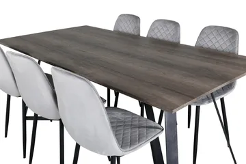 Malvina Matgrupp 180 cm inkl 6 Ypas Stolar - Grå/Svart - Möbler - Bord & matgrupp - Matgrupp