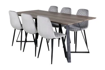 Malvina Matgrupp 180 cm inkl 6 Ypas Stolar - Grå/Svart - Möbler - Bord & matgrupp - Matgrupp