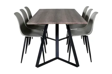 Malvina Matgrupp 180 cm inkl 6 Ypas Stolar - Grå/Svart - Möbler - Bord & matgrupp - Matgrupp