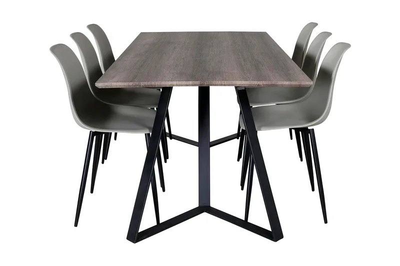 Malvina Matgrupp 180 cm inkl 6 Ypas Stolar - Grå/Svart - Möbler - Bord & matgrupp - Matgrupp