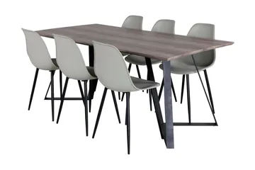 Malvina Matgrupp 180 cm inkl 6 Ypas Stolar - Grå/Svart - Möbler - Bord & matgrupp - Matgrupp
