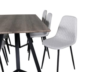 Malvina Matgrupp 180 cm inkl 6 Ypas Stolar - Grå/Svart - Möbler - Bord & matgrupp - Matgrupp