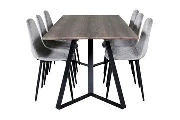 Malvina Matgrupp 180 cm inkl 6 Ypas Stolar - Grå/Svart - Möbler - Bord & matgrupp - Matgrupp