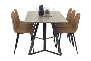 Malvina Matgrupp med 6 Pontus Stol - Grå/Svart/Brun - Möbler - Bord & matgrupp - Matgrupp