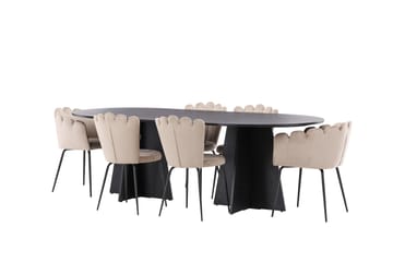 Matgrupp Manciat  230 cm Oval med 4 Limhamn stolar - Beige - Möbler - Bord & matgrupp - Matgrupp