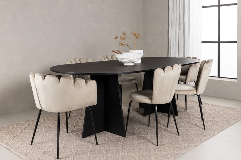 Matgrupp Manciat  230 cm Oval med 4 Limhamn stolar - Beige - Möbler - Bord & matgrupp - Matgrupp