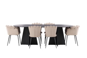 Matgrupp Manciat  230 cm Oval med 4 Limhamn stolar - Beige - Möbler - Bord & matgrupp - Matgrupp
