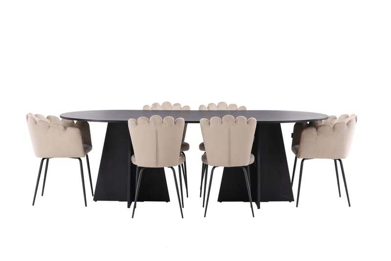 Matgrupp Manciat  230 cm Oval med 4 Limhamn stolar - Beige - Möbler - Bord & matgrupp - Matgrupp