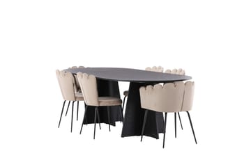 Matgrupp Manciat  230 cm Oval med 4 Limhamn stolar - Beige - Möbler - Bord & matgrupp - Matgrupp