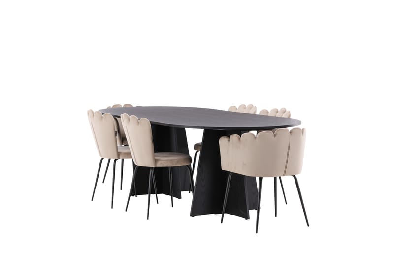 Matgrupp Manciat  230 cm Oval med 4 Limhamn stolar - Beige - Möbler - Bord & matgrupp - Matgrupp