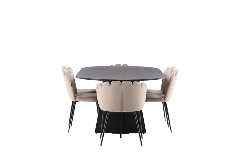 Matgrupp Manciat  230 cm Oval med 4 Limhamn stolar - Beige - Möbler - Bord & matgrupp - Matgrupp