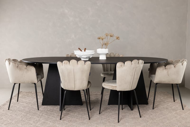 Matgrupp Manciat  230 cm Oval med 4 Limhamn stolar - Beige - Möbler - Bord & matgrupp - Matgrupp