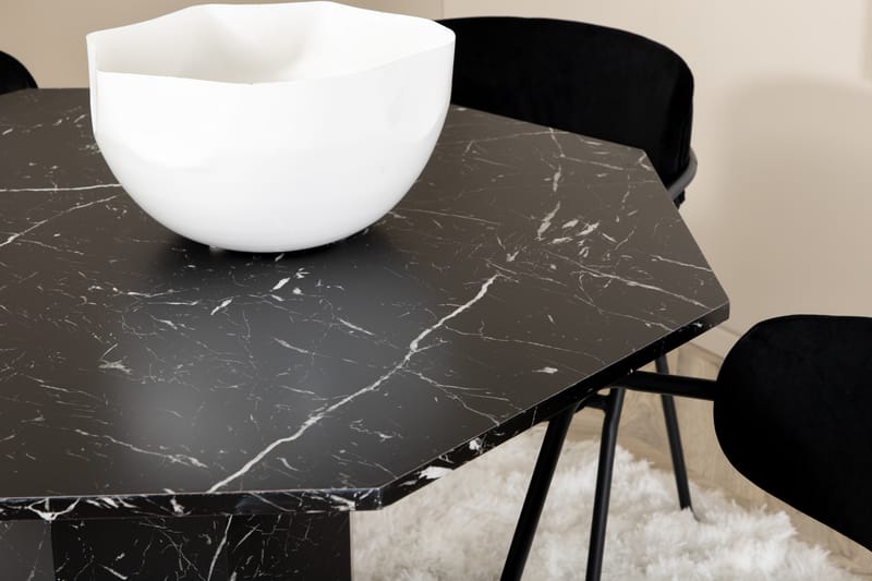 Matgrupp Marai 110 cm Rund inkl 4 Ayacor Karmstolar - Svart - Matgrupp