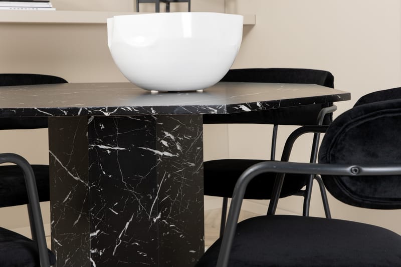 Matgrupp Marai 110 cm Rund inkl 4 Ayacor Karmstolar - Svart - Matgrupp
