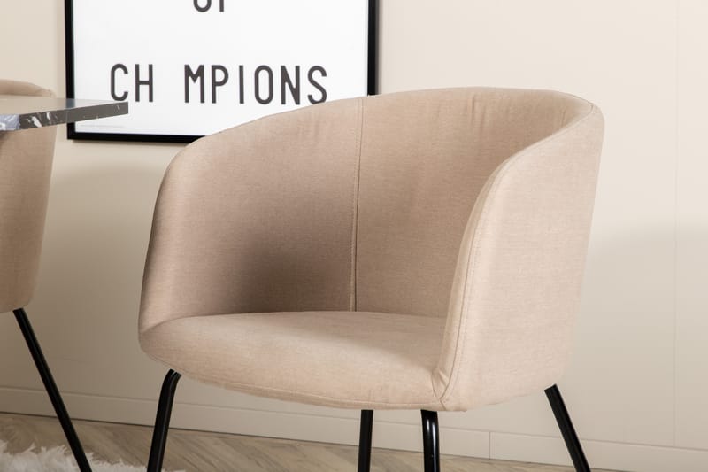 Matgrupp Marai 110 cm Rund inkl 4 Beraid Stolar - Svart/Beige - Matgrupp