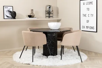 Marbs Matgrupp 110 cm Rund inkl 4 Berita Stolar - Svart/Beige - Möbler - Bord & matgrupp - Matgrupp