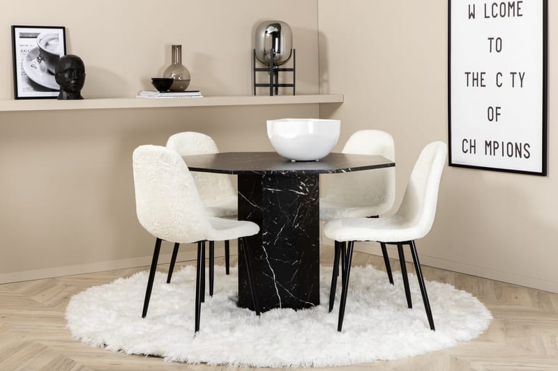 Marbs Matgrupp 110 cm Rund inkl 4 Pontus Stolar - Svart/Vit - Möbler - Bord & matgrupp - Matgrupp