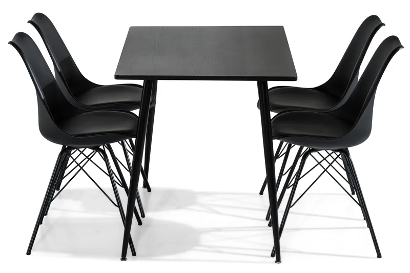 Marcelen Matgrupp 120 cm med 4 Nibe Stol - Brun/Svart - Möbler - Bord & matgrupp - Matgrupp