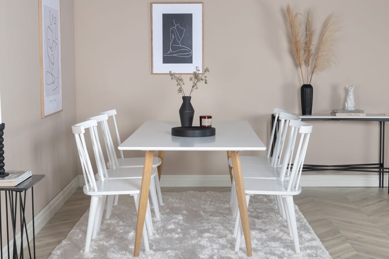 Matgrupp Mariette 180 cm Rektangulär med 6 Steinar Stolar - Natur - Möbler - Bord & matgrupp - Matgrupp