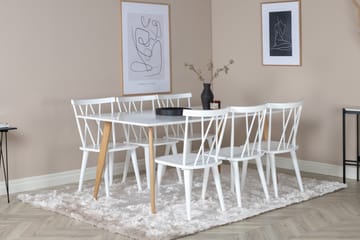 Matgrupp Mariette 180 cm Rektangulär med 6 Steinar Stolar - Natur - Möbler - Bord & matgrupp - Matgrupp