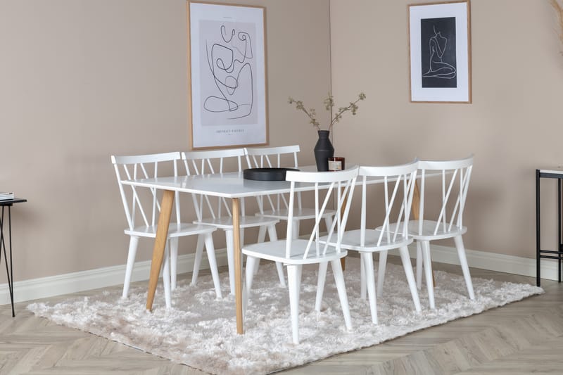 Matgrupp Mariette 180 cm Rektangulär med 6 Steinar Stolar - Natur - Möbler - Bord & matgrupp - Matgrupp