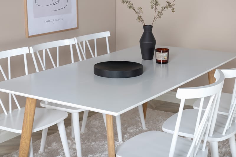 Matgrupp Mariette 180 cm Rektangulär med 6 Steinar Stolar - Natur - Möbler - Bord & matgrupp - Matgrupp