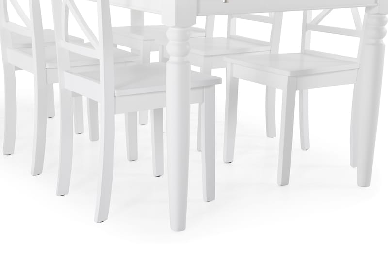 Matbord Hampton med 6 st Nadica stolar - Vit - Matgrupp