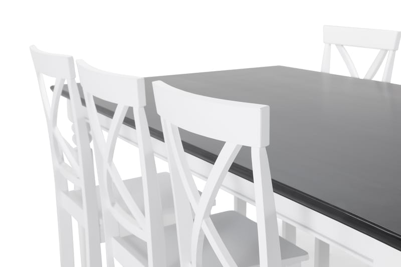 Matbord Hampton med 6 st Nadica stolar - Vit|Svart - Matgrupp