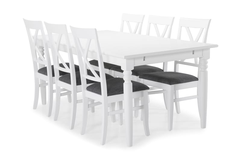 Matbord Hampton med 6 st Twain stolar - Vit - Matgrupp